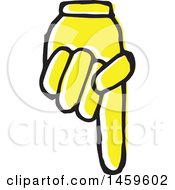 Poster, Art Print Of Yellow Pop Art Styled Hand Pointing Down