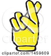 Poster, Art Print Of Yellow Pop Art Styled Hand With Crossed Fingers