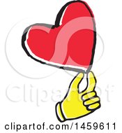 Poster, Art Print Of Yellow Pop Art Styled Hand Holding A Love Heart