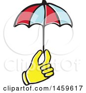Poster, Art Print Of Yellow Pop Art Styled Hand Holding An Umbrella