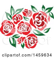 Poster, Art Print Of Red Rose And Green Leaf Floral Design