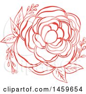 Clipart Of A Red Blooming Wildflower Royalty Free Vector Illustration