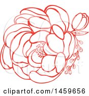 Clipart Of A Red Blooming Wildflower Royalty Free Vector Illustration