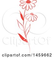 Clipart Of A Red Wild Flower Design Royalty Free Vector Illustration