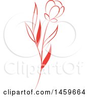 Clipart Of A Red Wild Flower Design Royalty Free Vector Illustration