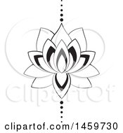 Clipart Of A Black And White Lotus Flower And Dots Design Royalty Free Vector Illustration