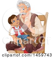 Man Mister Geppetto Sitting And Talking To Pinocchio