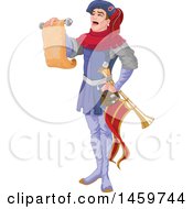 Clipart Of A Male Herald Announcing And Holding A Scroll Royalty Free Vector Illustration by Pushkin