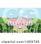 Clipart Of A Pink Palace And Courtyard Royalty Free Vector Illustration by Pushkin