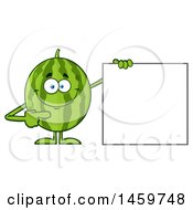 Poster, Art Print Of Happy Watermelon Character Mascot Pointing To A Blank Sign