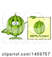 Poster, Art Print Of Happy Watermelon Character Mascot Pointing To A Natural Sign