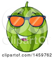Poster, Art Print Of Happy Watermelon Character Mascot Wearing Sunglasses