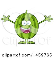 Clipart Of A Happy Watermelon Character Mascot With Open Arms Royalty Free Vector Illustration by Hit Toon