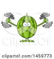Poster, Art Print Of Happy Watermelon Character Mascot Working Out With Dumbbells