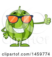 Poster, Art Print Of Happy Watermelon Character Mascot Wearing Sunglasses And Giving A Thumb Up