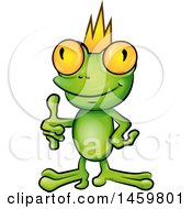 Poster, Art Print Of Cartoon Frog Punk With A Yellow Mohawk Giving A Thumb Up