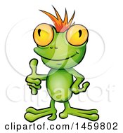 Poster, Art Print Of Cartoon Frog Punk With An Orange Mohawk Giving A Thumb Up