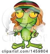 Clipart Of A Cartoon Jamaican Rasta Frog Smoking A Marijuana Joint Royalty Free Vector Illustration by Domenico Condello #COLLC1459804-0191