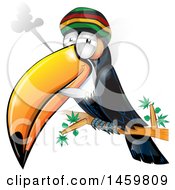 Clipart Of A Cartoon Jamaican Rasta Toucan Bird Smoking A Marijuana Joint Royalty Free Vector Illustration by Domenico Condello #COLLC1459809-0191