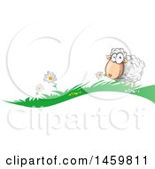 Poster, Art Print Of Cartoon Grass And Happy Sheep Border