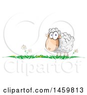 Poster, Art Print Of Cartoon Grass And Happy Sheep Border