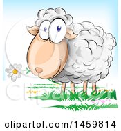 Poster, Art Print Of Cartoon Sheep Eating A Flower