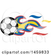 Poster, Art Print Of Soccer Ball With Ecuadorian Flag Flames