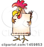 Poster, Art Print Of Chicken Mascot Holding A Blank Sign