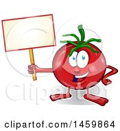 Poster, Art Print Of Cartoon Tomato Mascot Holding A Blank Sign