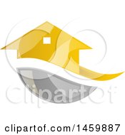 Poster, Art Print Of Golden House And Gray Swoosh