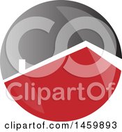 Poster, Art Print Of Red Roof Top Of A House In A White And Gray Circle