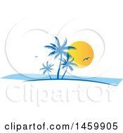 Poster, Art Print Of Tropical Palm Tree Gull And Sunset Design