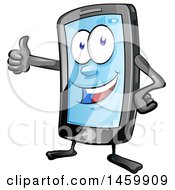 Clipart Of A Cartoon Smart Phone Mascot Giving A Thumb Up Royalty Free Vector Illustration by Domenico Condello #COLLC1459909-0191