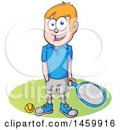 Poster, Art Print Of Cartoon Happy Tennis Player Guy
