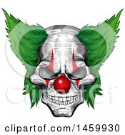 Poster, Art Print Of Sketched Evil Clown Face With A Red Nose And Green Hair
