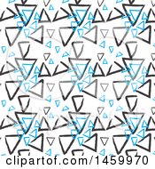 Poster, Art Print Of Background Of Sketched Blue And Black Triangles On White