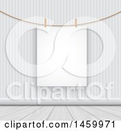 Clipart Of A Blank Hanging Sign In A Grayscale Room Royalty Free Vector Illustration by KJ Pargeter