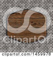 Poster, Art Print Of 3d Wood Plaque Over A Textured Metal Background