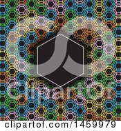 Poster, Art Print Of Blank Frame Over A Colorful Geometric Pattern On Black