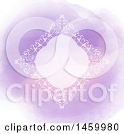 Clipart Of A White Diamond Shaped Frame Over Purple Watercolor Royalty Free Vector Illustration