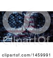 Poster, Art Print Of Dark Wrinkled American Frag Background With Binary Coding