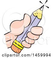 Clipart Of A Hand Holding A Sharpened Pencil Royalty Free Vector Illustration