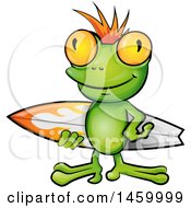 Poster, Art Print Of Surfer Frog Carrying A Board