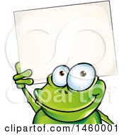 Poster, Art Print Of Cartoon Frog Holding Up A Blank Sign