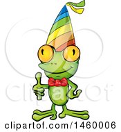 Poster, Art Print Of Happy Frog Wearing A Bowtie And Party Hat While Giving A Thumb Up