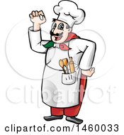 Poster, Art Print Of Cartoon Italian Chef Gesturing Perfect Or Okay