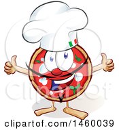Poster, Art Print Of Cartoon Happy Italian Chef Pizza Mascot Giving Two Thumbs Up
