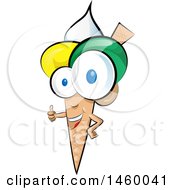 Clipart Of A Waffle Ice Cream Cone Mascot Giving A Thumb Up Royalty Free Vector Illustration