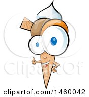 Poster, Art Print Of Waffle Ice Cream Cone Mascot Giving A Thumb Up