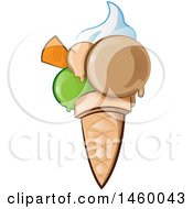 Clipart Of A Dripping Waffle Ice Cream Cone Royalty Free Vector Illustration
